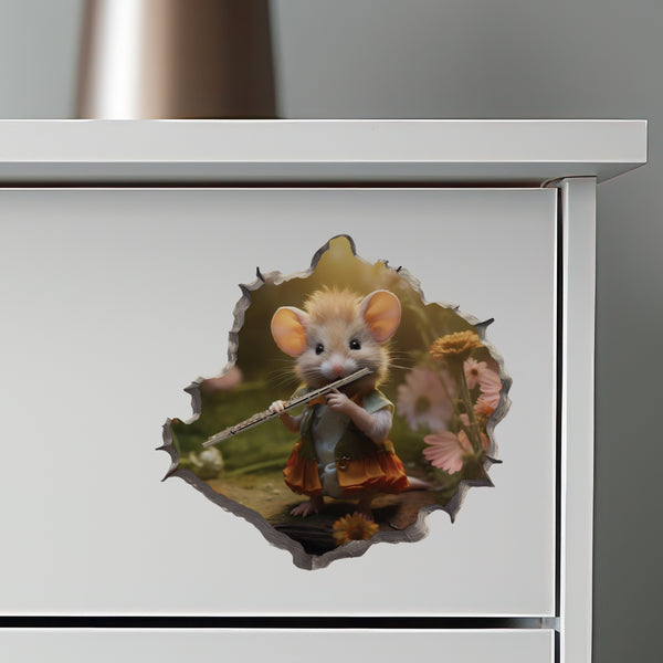 Flute Mouse decal on dresser