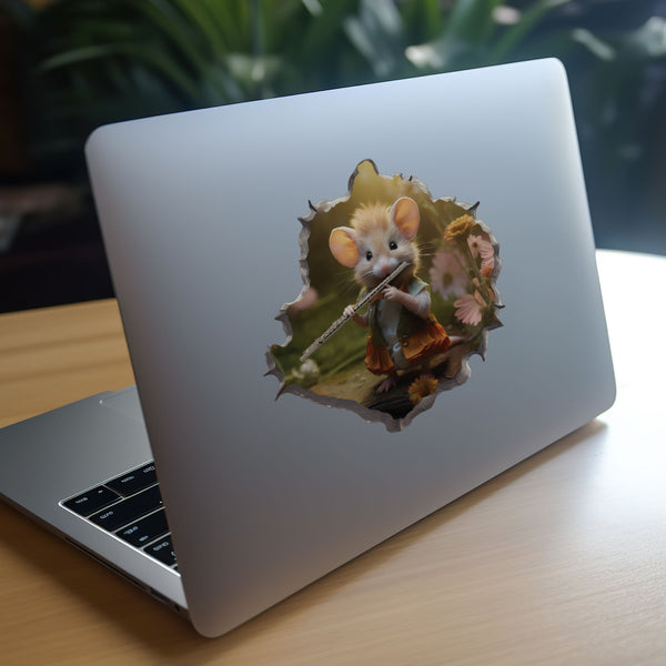 Flute Mouse decal on laptop