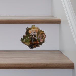 Flute Mouse decal on stairs