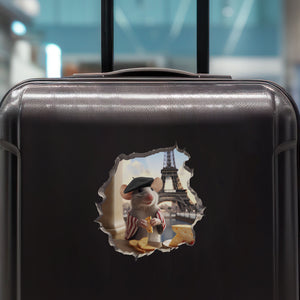 French Effiel Tower Mouse decal on luggage