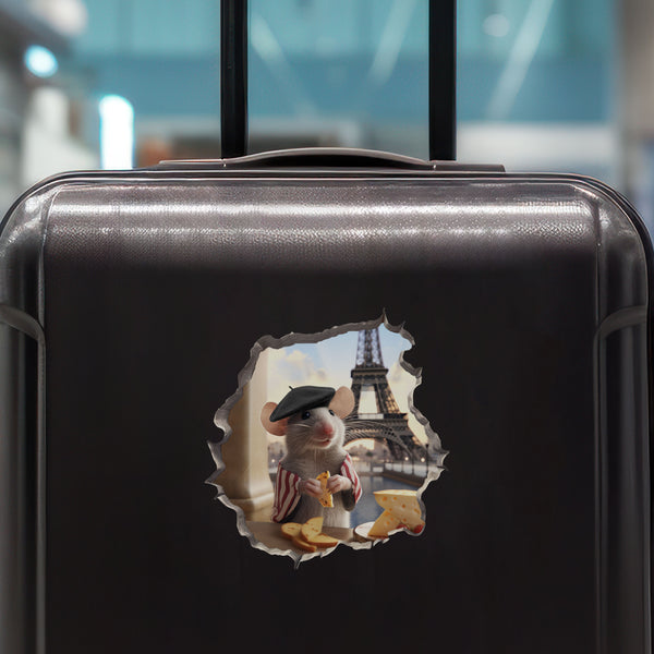 French Effiel Tower Mouse decal on luggage