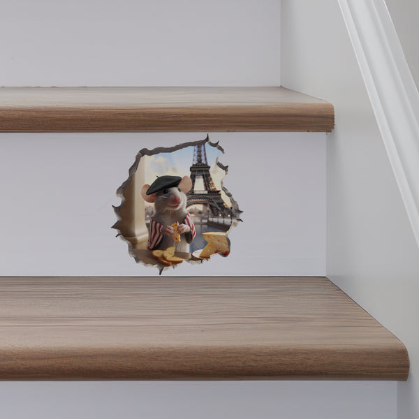 French Effiel Tower Mouse decal on stairs