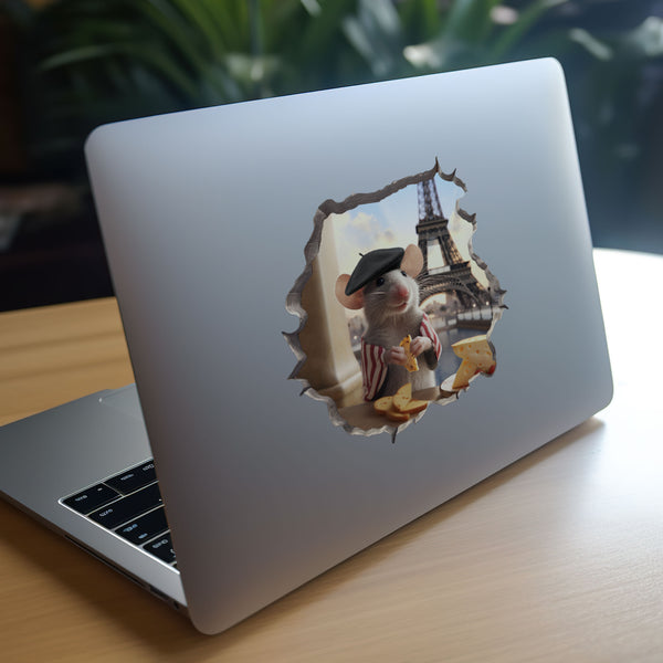 French Eiffel Tower Mouse decal on laptop