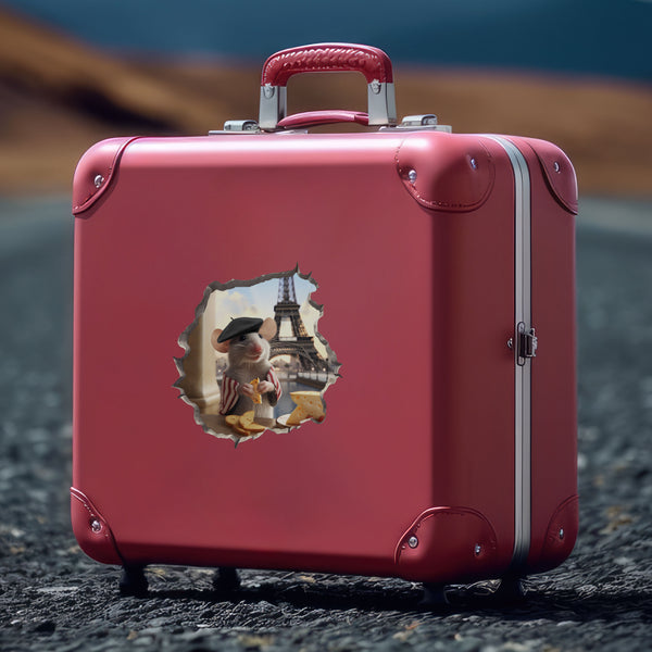 French Eiffel Tower Mouse decal on luggage