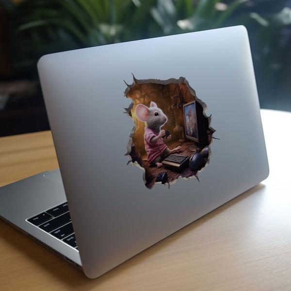Gaming mouse decal on laptop