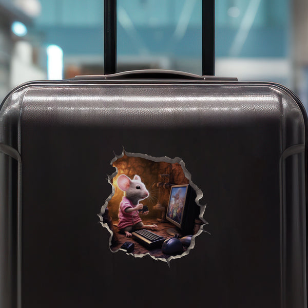 Gaming Mouse decal on luggage