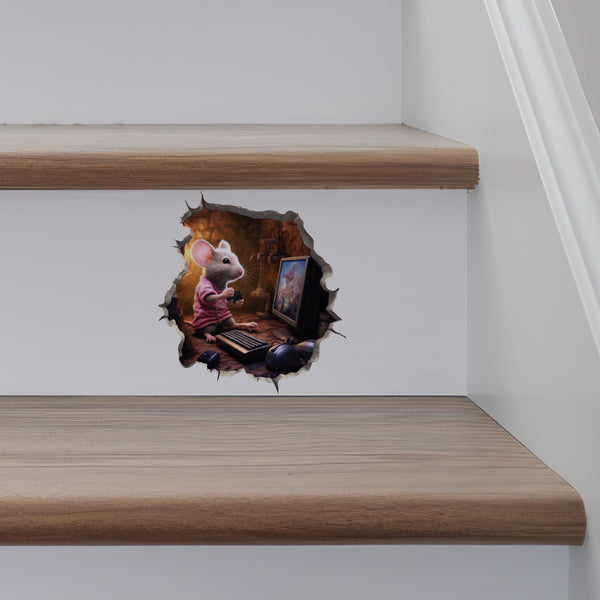 Gaming Mouse decal on stairs