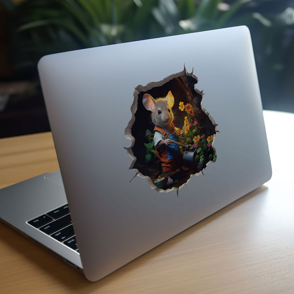 Gardener mouse decal on laptop