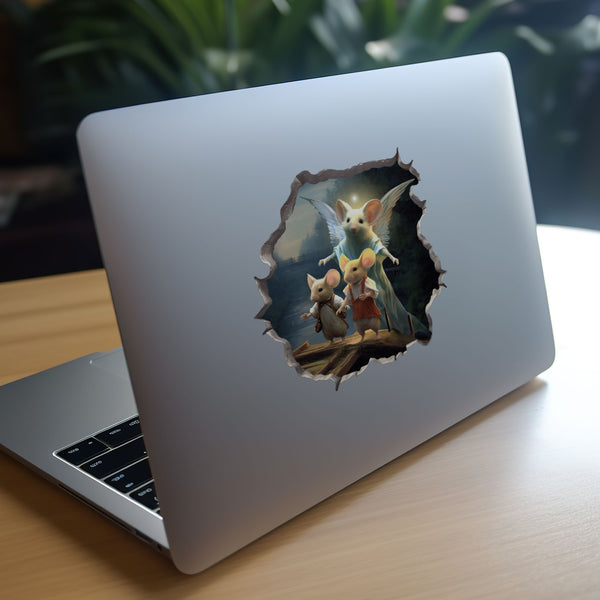 Guardian Angel Mouse decal on laptop