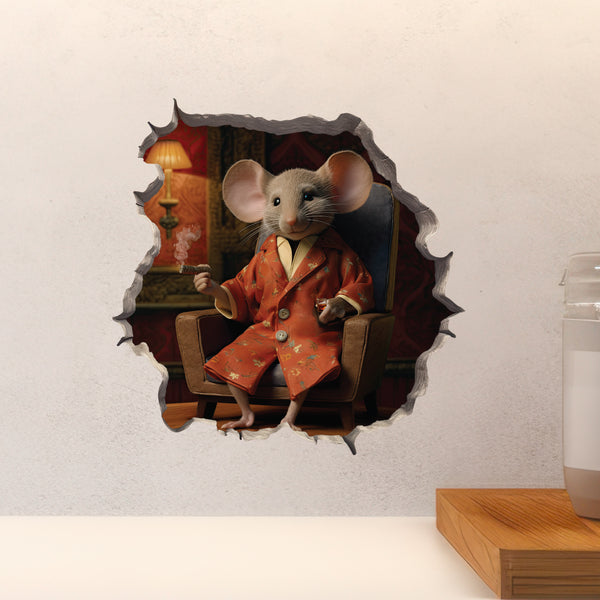Gentleman Mouse decal on countertop