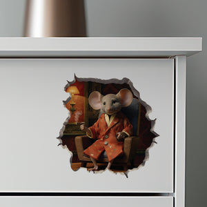 Gentleman Mouse decal on dresser