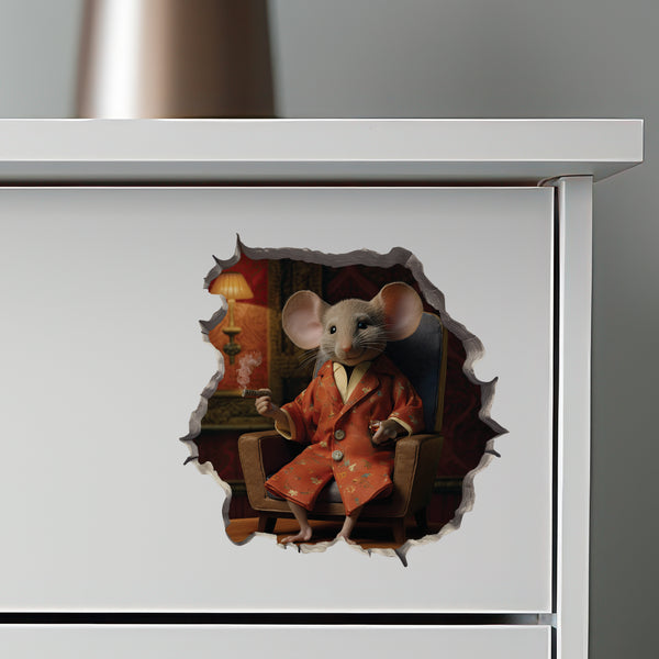 Gentleman Mouse decal on dresser