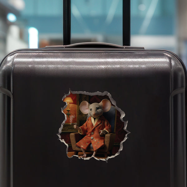 Gentleman Mouse decal on luggage