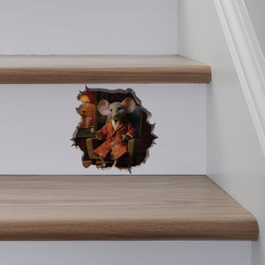 Gentleman Mouse decal on stairs