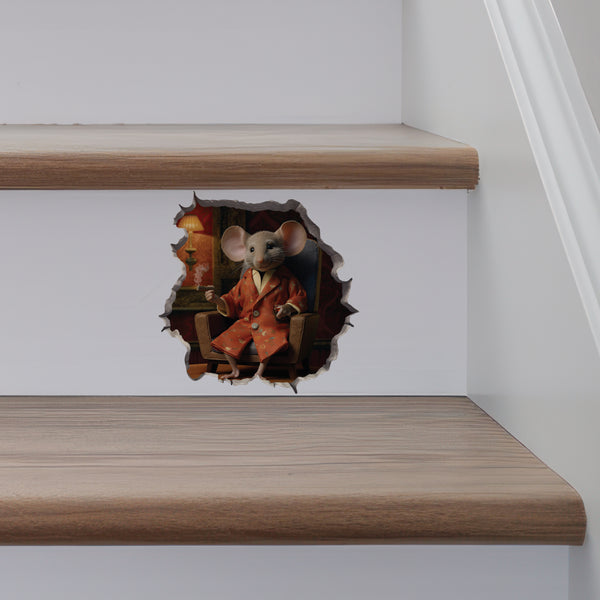 Gentleman Mouse decal on stairs