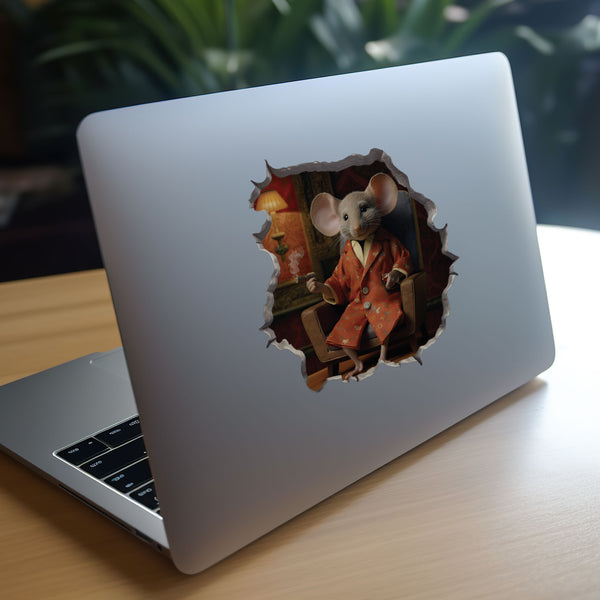 Lounging Gentlemen Mouse decal on laptop