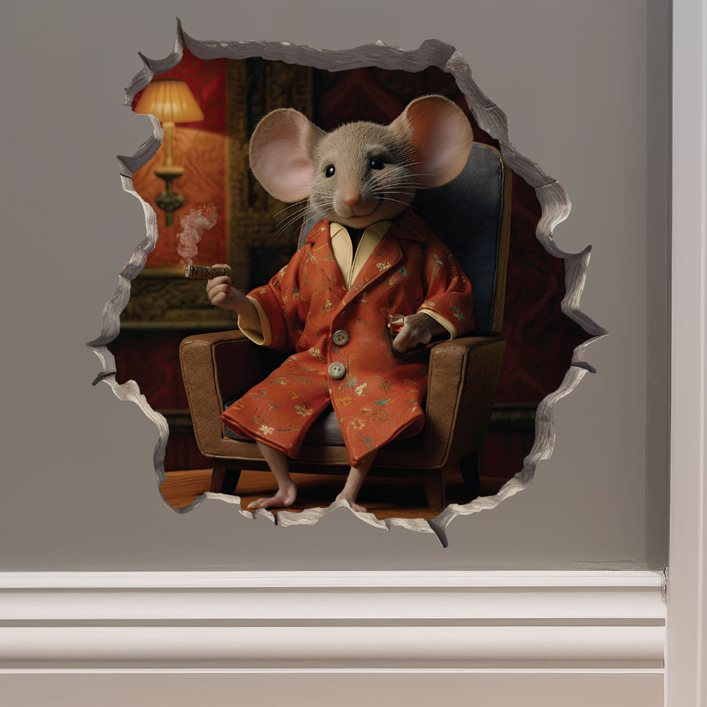 Lounging Gentlemen Mouse decal on wall
