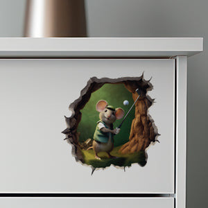 Golfer Mouse decal on dresser