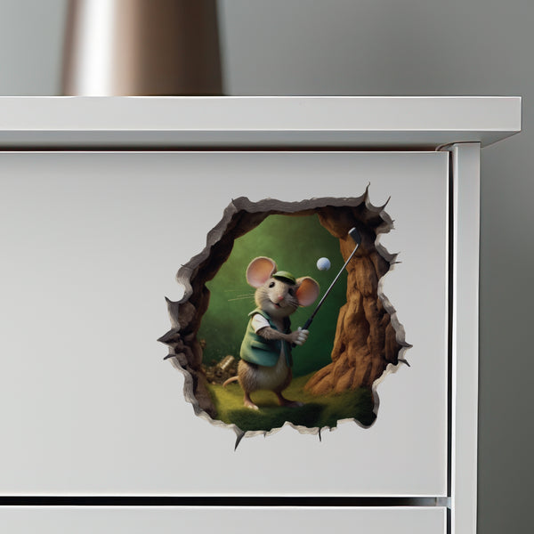 Golfer Mouse decal on dresser