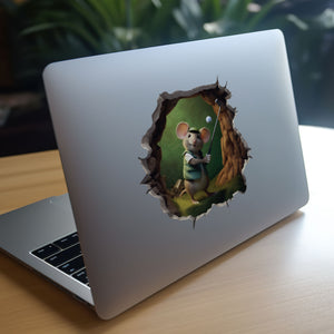 Golfing mouse decal on laptop
