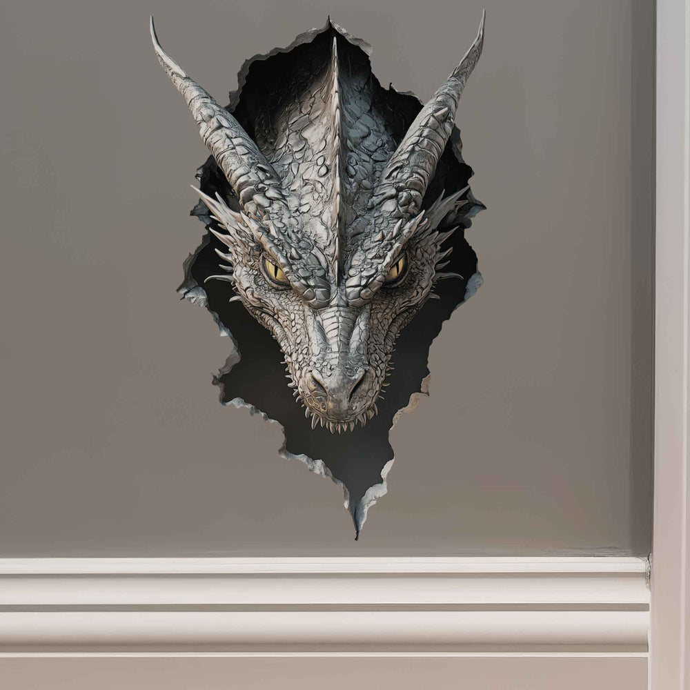 Gray Dragon Hole Decal - My Wonderful Walls