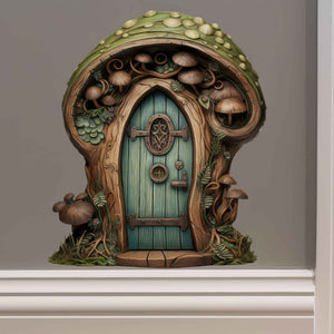 Green Mushroom Fairy Door Decal - My Wonderful Walls
