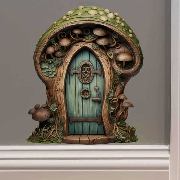 Green Mushroom Fairy Door Decal - My Wonderful Walls