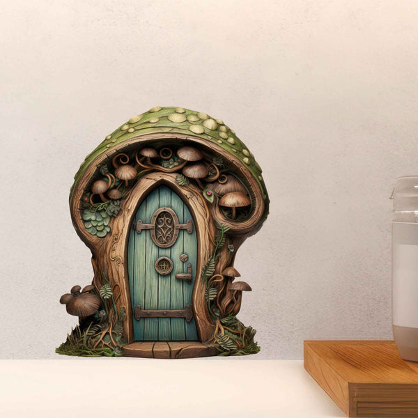 Green Mushroom Fairy Door Decal - My Wonderful Walls
