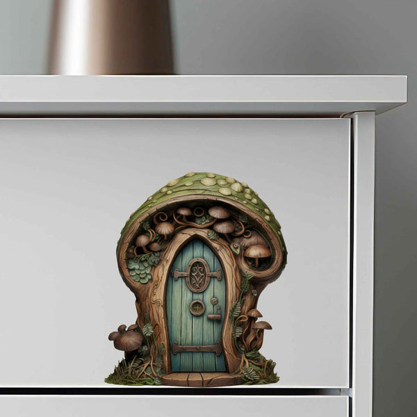Green Mushroom Fairy Door Decal - My Wonderful Walls
