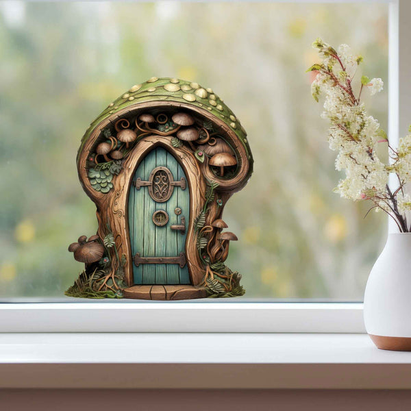 Green Mushroom Fairy Door Decal - My Wonderful Walls