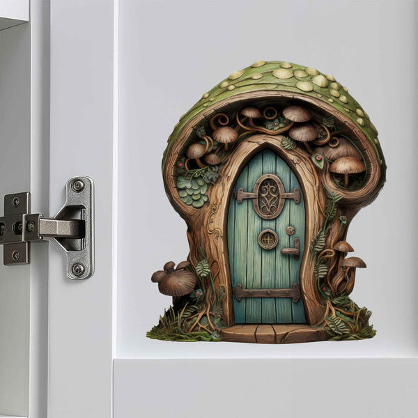 Green Mushroom Fairy Door Decal - My Wonderful Walls