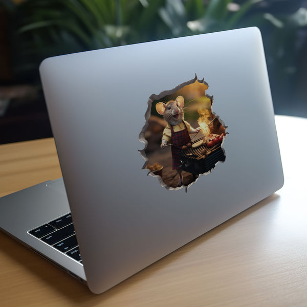 Grilling BBQ Mouse decal on laptop