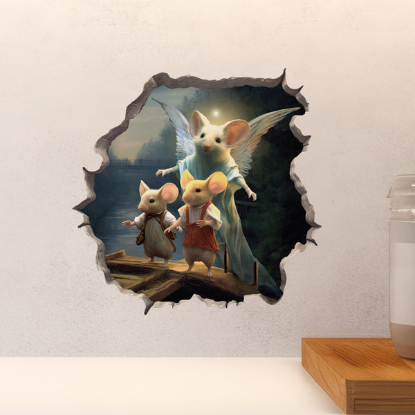 Guardian Angel Mouse decal above countertop