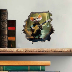 Guitar - Playing Mouse Hole Decal - My Wonderful Walls