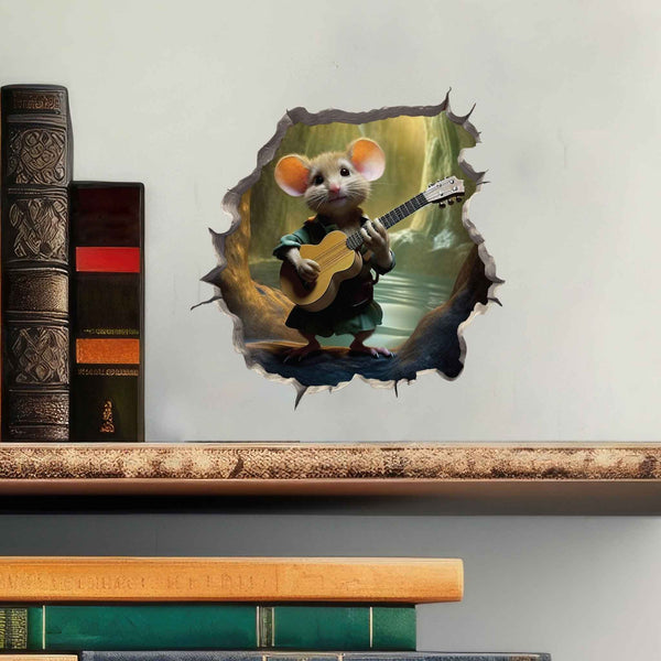 Guitar - Playing Mouse Hole Decal - My Wonderful Walls