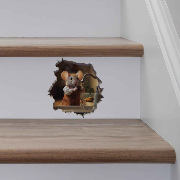 Hand Washing Mouse in Mouse Hole Decal - My Wonderful Walls
