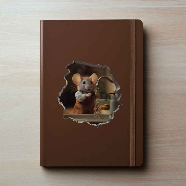 Hand Washing Mouse in Mouse Hole Decal - My Wonderful Walls