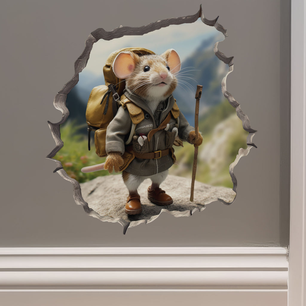 Spring Hiker Mouse decal on wall