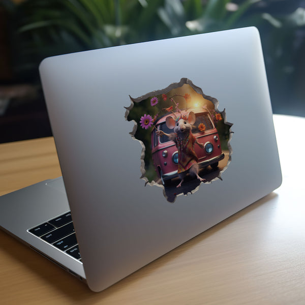 Boho Hippie Girl mouse decal on laptop