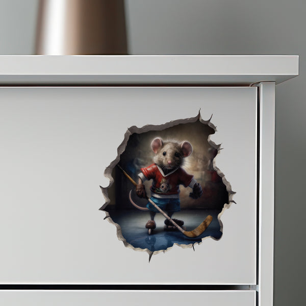 Hockey Mouse decal on dresser