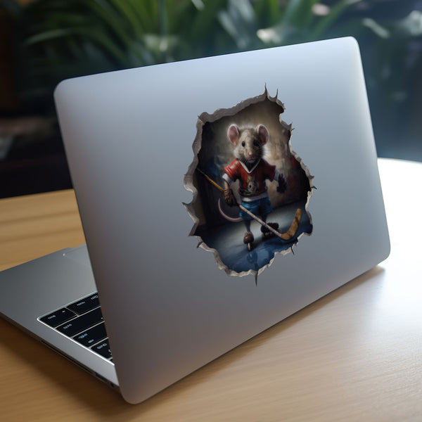 Hockey mouse decal on laptop