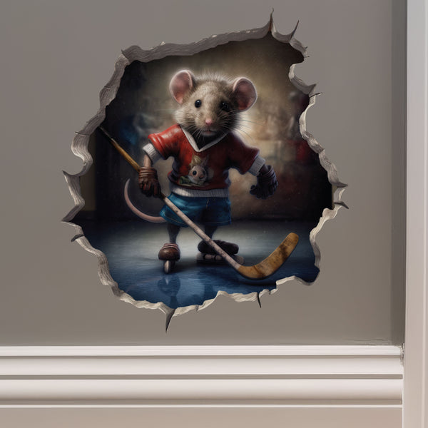 Hockey mouse decal on wall 
