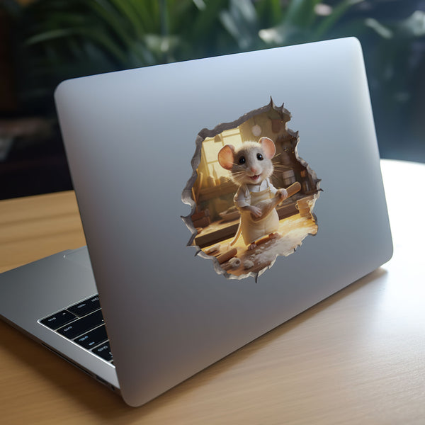 Home Baker Mouse decal on laptop
