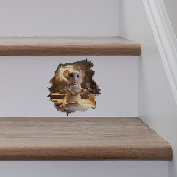 Home Baker Mouse decal on stairs