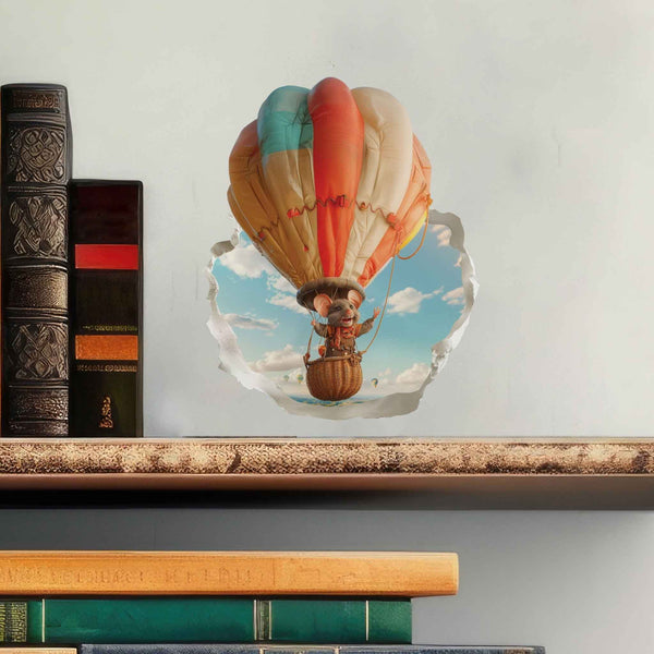 Hot Air Balloon Mouse Hole Decal - My Wonderful Walls