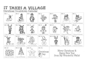 It Takes a Village Christmas Countdown Sticker Set - Advent Calendar Wall Decal