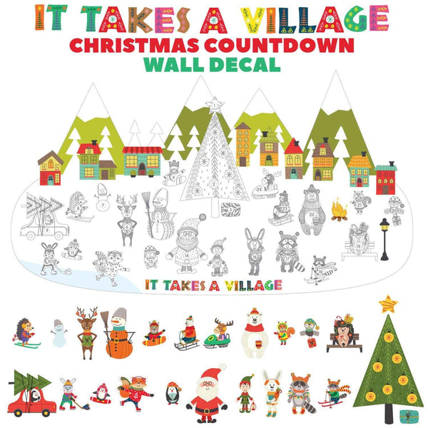 It Takes a Village Christmas Countdown Sticker Set - Advent Calendar Wall Decal