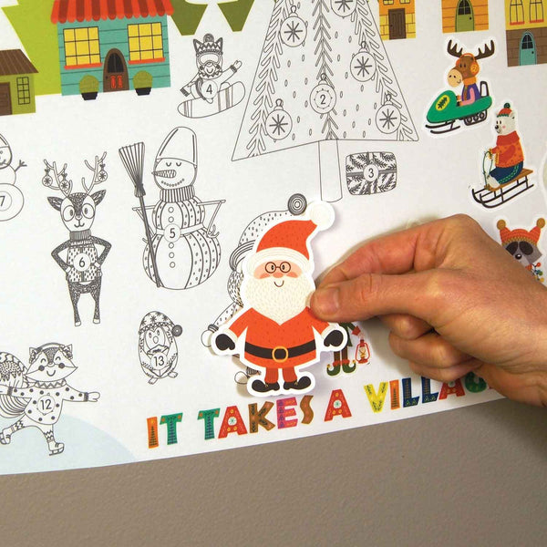 It Takes a Village Christmas Countdown Sticker Set - Advent Calendar Wall Decal