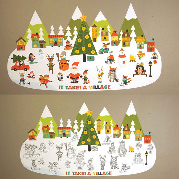 It Takes a Village Christmas Countdown Sticker Set - Advent Calendar Wall Decal