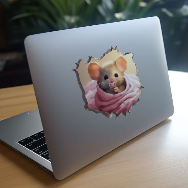 Baby Girl Mouse decal on laptop